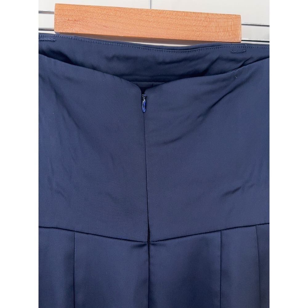 B35 Ronny Kobo Pradova Midi Dress XS Navy Blue Strapless Rosette Slit Cocktail - Picture 9 of 13